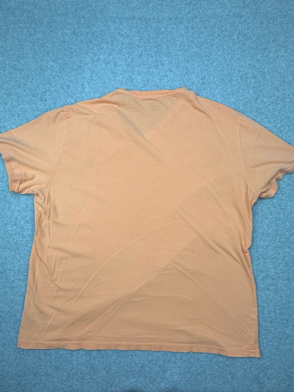 Polo Ralph Lauren Men’s XL V Neck T Shirt Peach Orange Blue Pony 100% Cotton